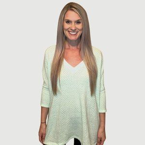 Brushed Eyelash V-neck Poncho Top Mint